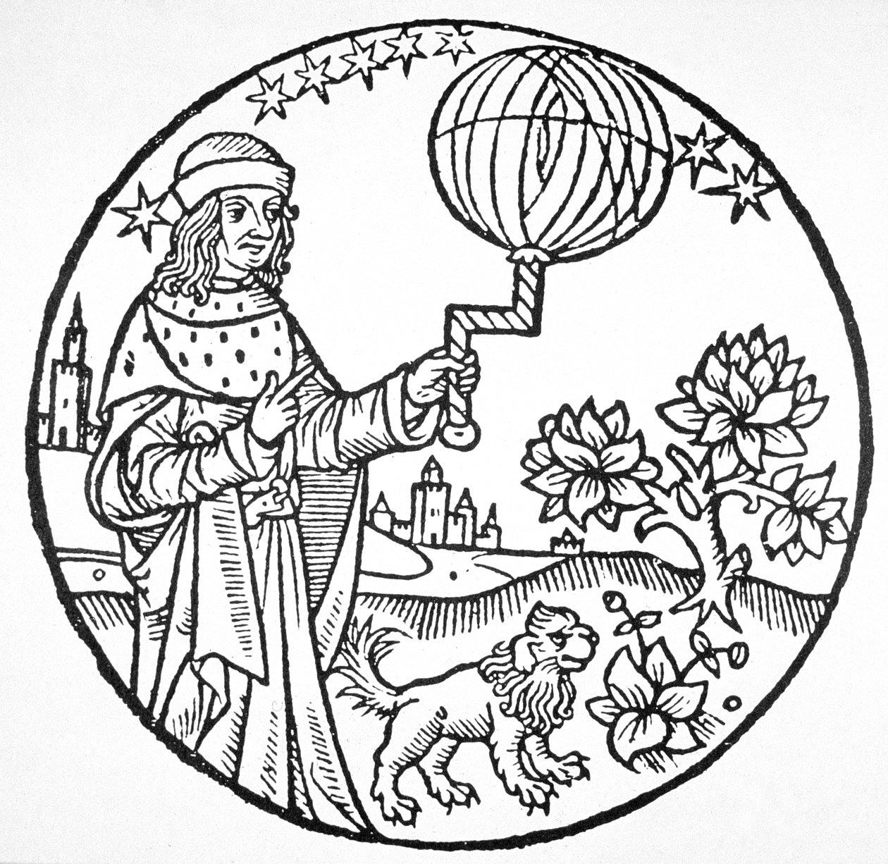 Arisztotelész ideális portréja (Kr. e. 384-322), az 1516-os velencei „Aristoteles cum Leonardi Aretini Commentariis” illusztrációjának másolata, a 19. század végén megjelent „Varázslattörténetben” használt (fametszet) alkotó: (after) Italian School