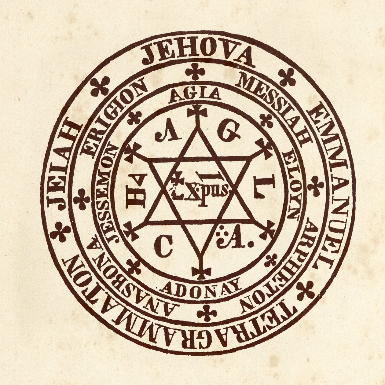Okkult tudományok: varázskör. A nettesheimi Henry Cornelius Agrippa (1486-1535) német okkultista tudós "De Occulta Philosophia" sémája (Cornelius Agrippa vagy Nettesheim Agrippa néven ismert) alkotó: (after) Italian School