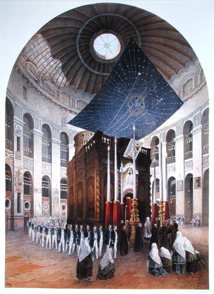 A Szent Sír-templom, Contre-Amiral Paris „Souvenirs de Jerusalem” illusztrációja, metszett Hubert Clerget (1818-99) és Jules Gaildrau (1816-98) (színes litó) alkotó: (after) Paris