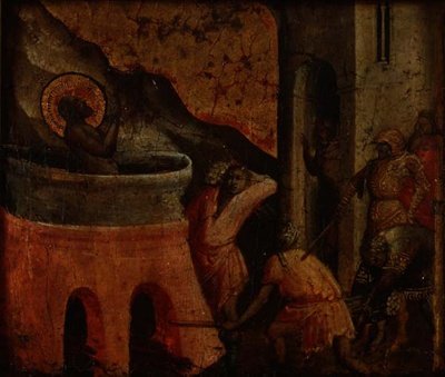 Evangélista Szent János mártíromsága (panel) alkotó: (attr.) Arcangelo di Cola da Camerino