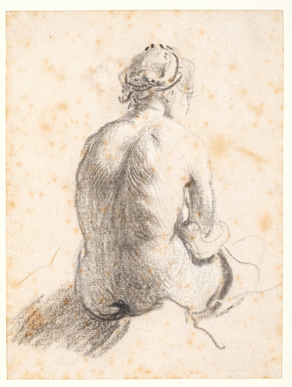 Egy női akt tanulmányozása (grafit papíron) alkotó: (attr. to) Rembrandt Harmensz. van Rijn