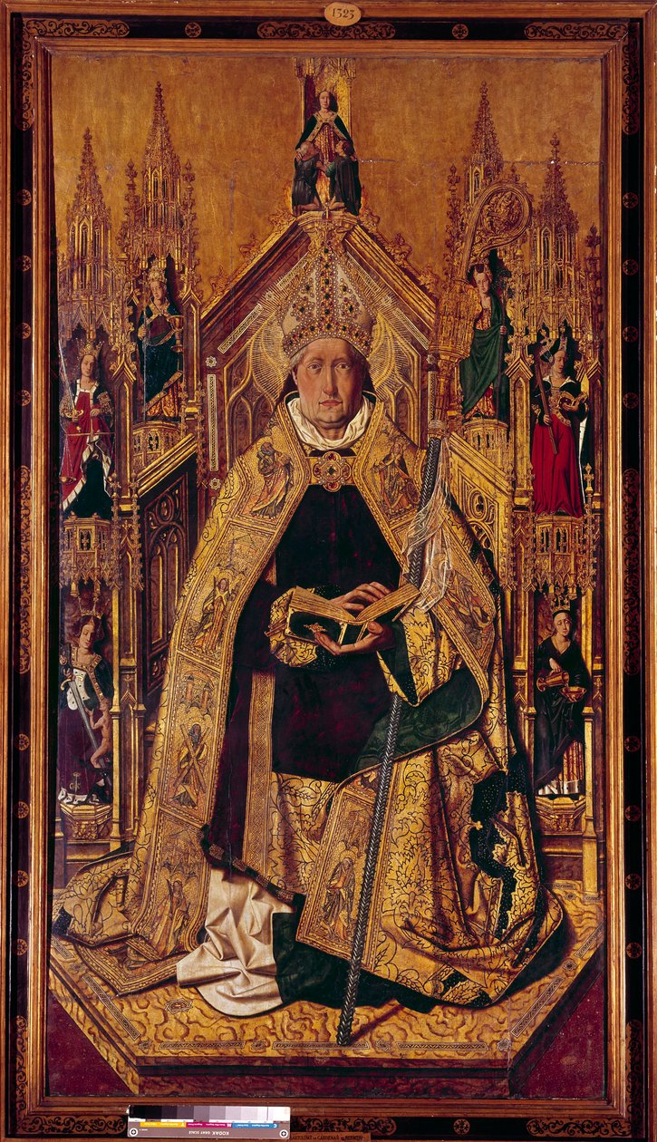 Silos Szent Dominika (1000-1073) a trónon Dominika navarrai pásztor volt. Bencés szerzetes lett a kasztíliai Silosban. Cardenas Bermejo festménye fára (1435/40-1500) 15. század Dim. 242 x 130 cm Madrid, Prado Múzeum - Saint Dominique of alkotó: Bermejo