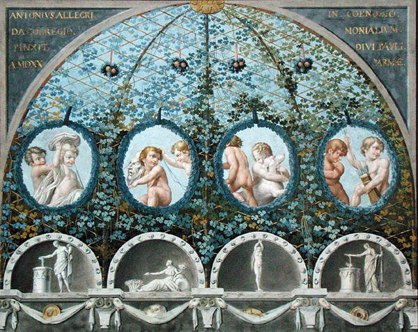 Mennyezeti freskó terv, 1780 körül (gouache, tus és akvarell maratott alapon) (lásd még: 192025 alkotó: (c.1489 1534) (after) Correggio