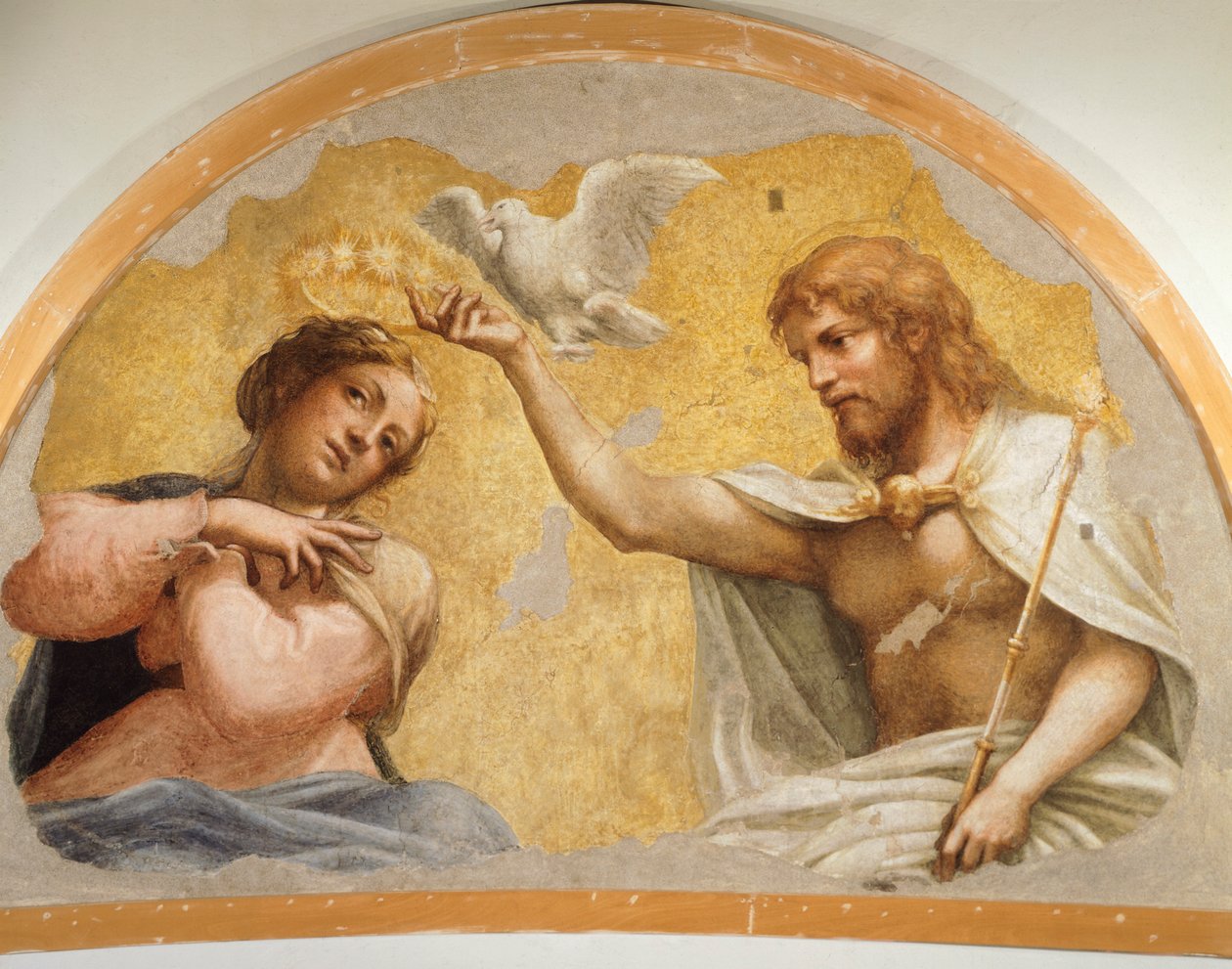 Antonio Allegri Szűz koronázása, Correggio néven (1489-1534 körül), freskó, 212x324 cm, 1521 körül alkotó: (c.1489 1534) Correggio