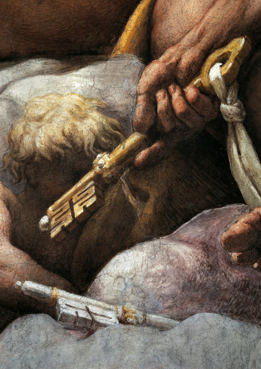 Szent János evangélista látomása Patmoszon, Krisztus mennybemenetele az apostolok között, avagy Krisztus dicsőségben Antonio Allegri, Correggio néven (1489-kb. 1534), freskó, 966x888 cm átmérőjű aljzat, részlet, Szent János evangélista templom, kupola, Par alkotó: (c.1489-1534) Correggio
