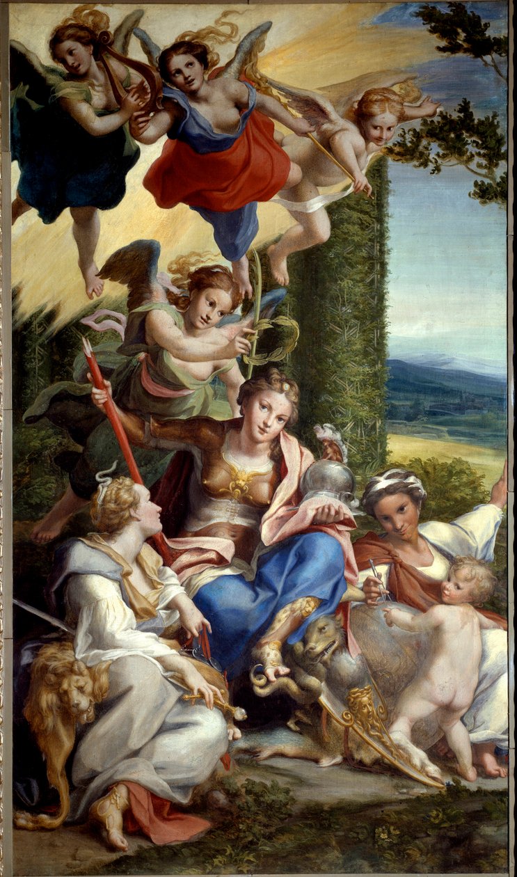 Az erény allegóriája. Antonio Allegri festménye Il Correggio (vagy Le Correge 1489-1534) 16. századi. Mérete 0,88x1,48 m. alkotó: (c.1489 1534) Correggio