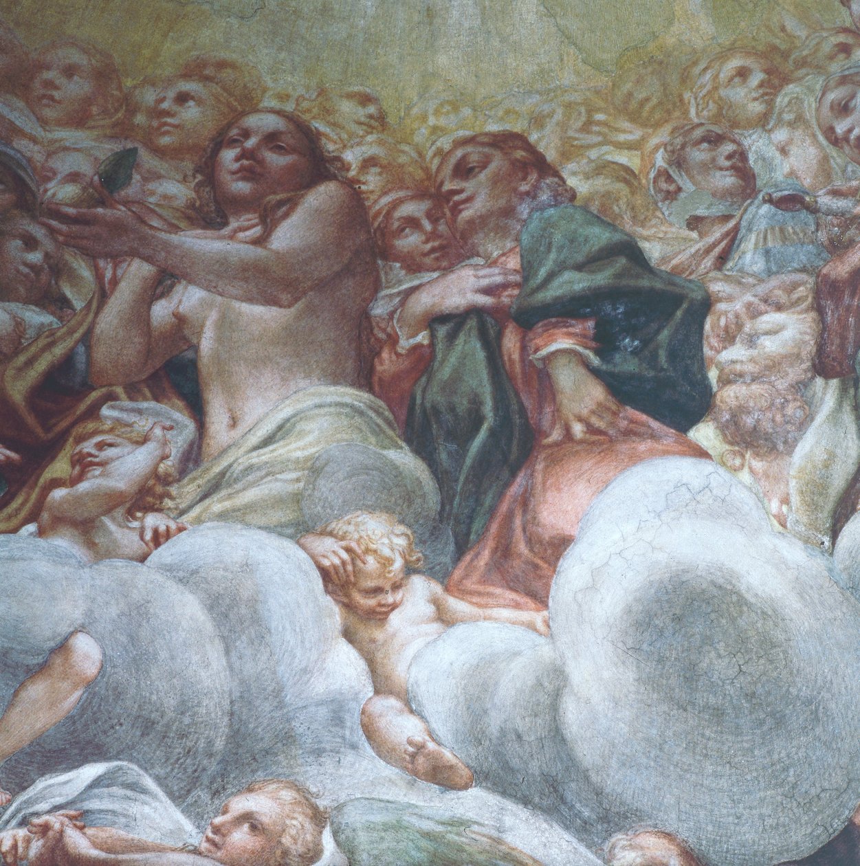 Éva figura, részlet a Szűz mennybemeneteléből, Antonio Allegri Da Correggio (1489-1534), freskó, a pármai székesegyház kupolája, Olaszország alkotó: (c.1489 1534) Correggio