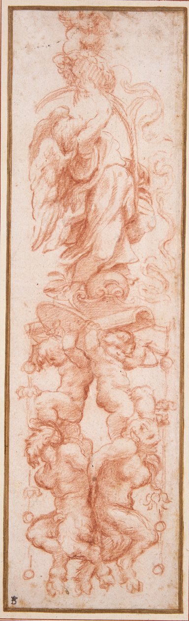 Groteszk díszítés a boltozat bordájára (piros kréta fehér papíron) alkotó: (c.1489 1534) Correggio