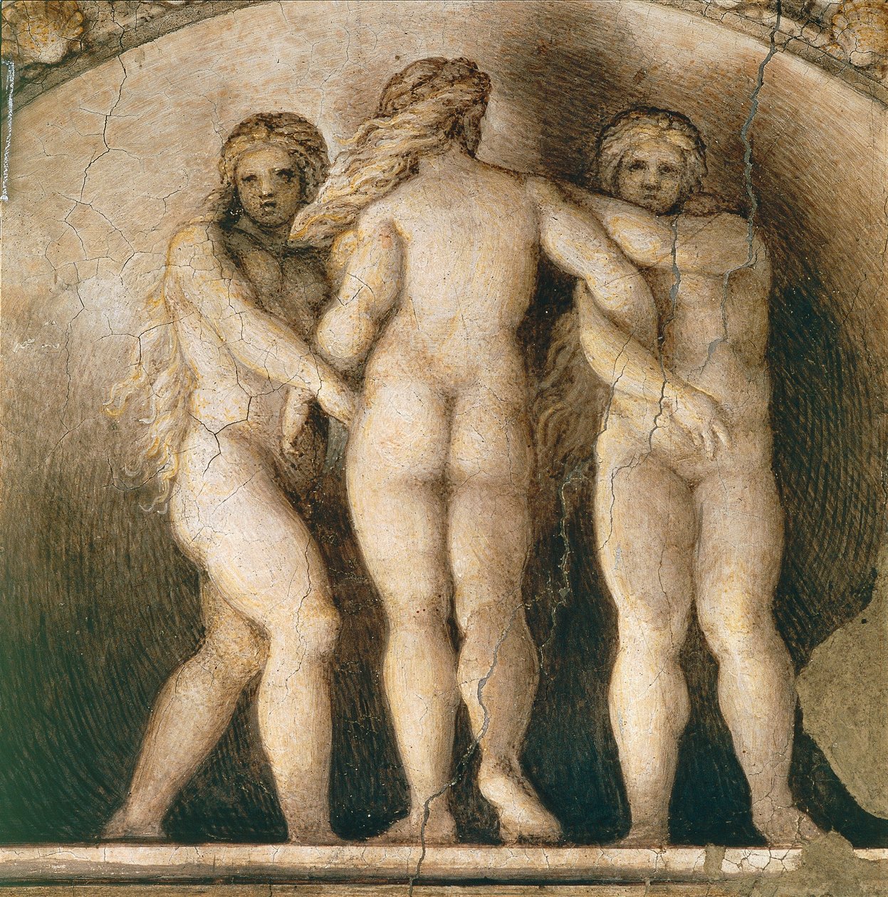 Három sors lunettája, a Szent Pál kamra vagy az Apátnői Kamara díszítésének részlete alkotó: (c.1489 1534) Correggio