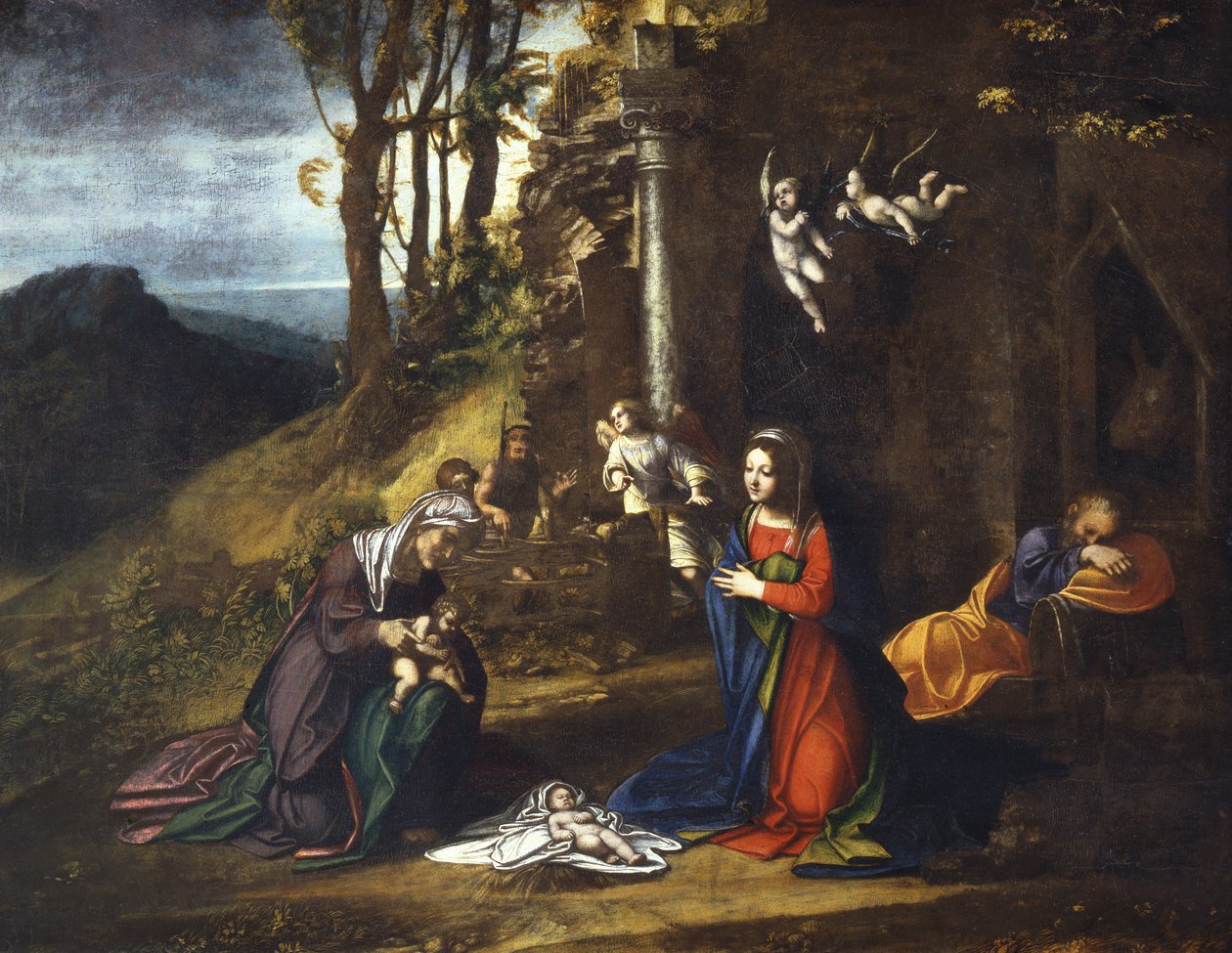 Jézus születése Szent Erzsébettel és a fiatal Keresztelő Szent Jánossal alkotó: (c.1489 1534) Correggio