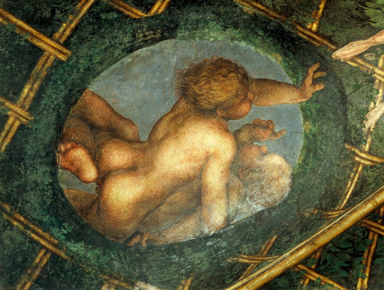 Tojás alakú, kerubokkal, a Szent Pál kamra vagy az Apátnői Kamara díszítésének részlete alkotó: (c.1489 1534) Correggio