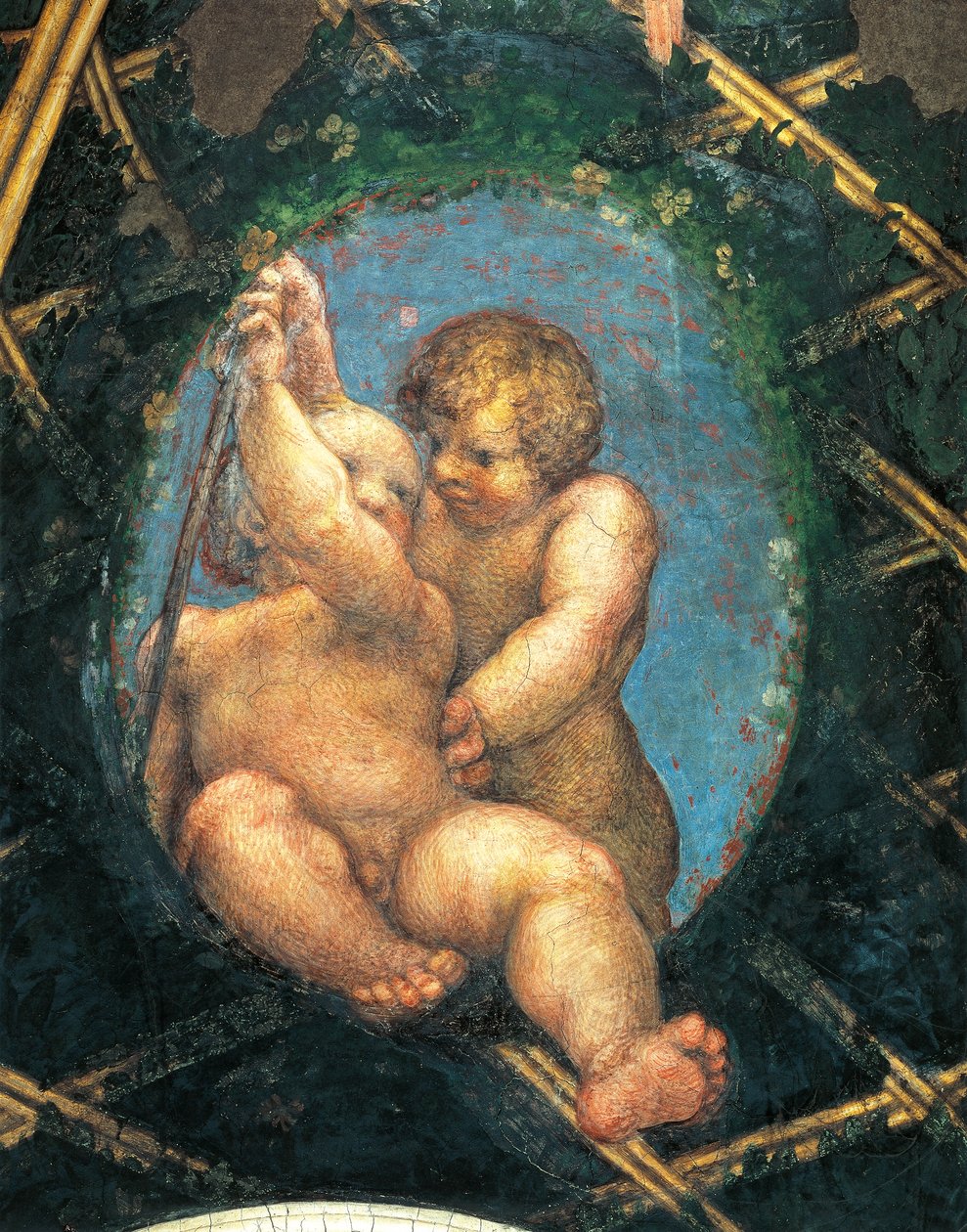 Ovális, kerubokkal, a Szent Pál-terem vagy az apácazárda díszítésének részlete alkotó: (c.1489 1534) Correggio