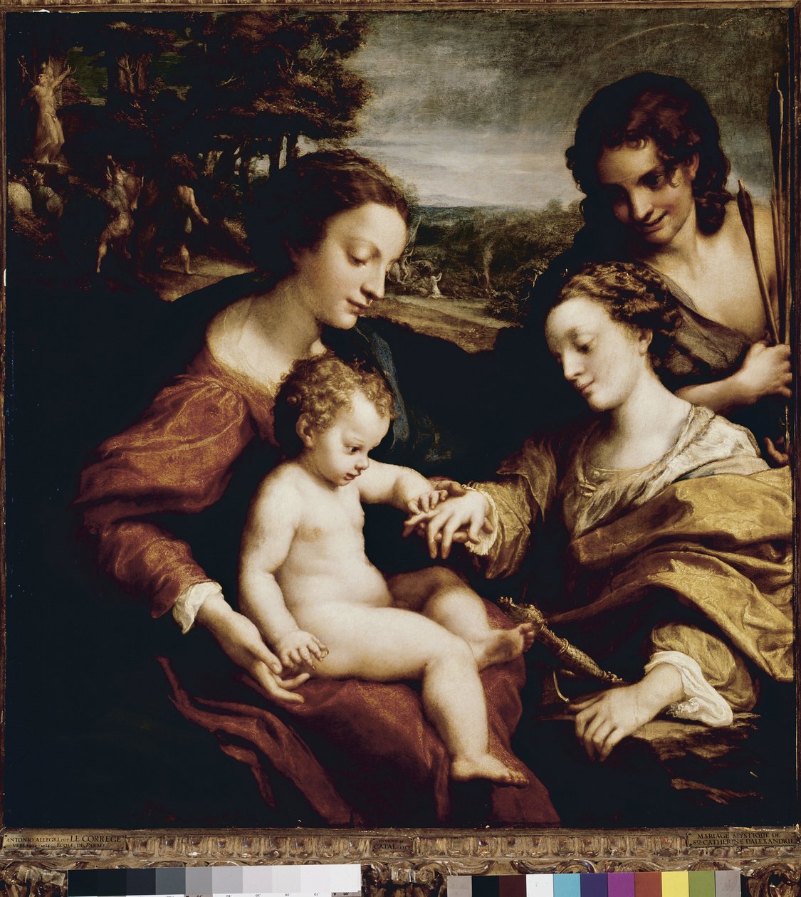 Szent Katalin misztikus házassága (olaj, panel alkotó: (c.1489 1534) Correggio