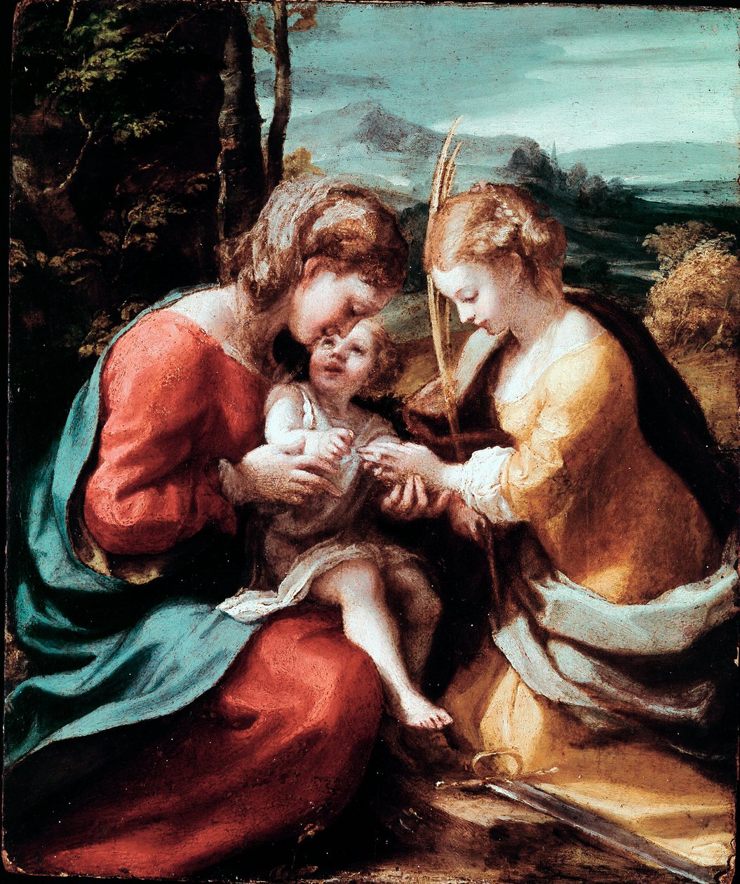 Alexandriai Szent Katalin misztikus házassága Antonio Allegri festménye (Correggio vagy The Correge néven 1489-1534) 1520 kb. Nap. 28,5x23,5 cm Nápoly museo di Capodimonte alkotó: (c.1489 1534) Correggio