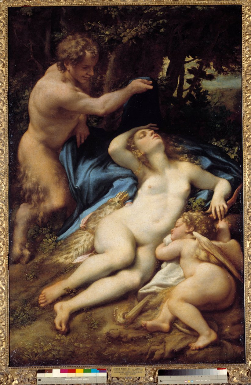 Antonio Allegri Vénusz, Szatíra és Ámor festménye (Correggio ou Le Correge 1489-1534) 1525 V. 1,88x1,25 m alkotó: (c.1489 1534) Correggio