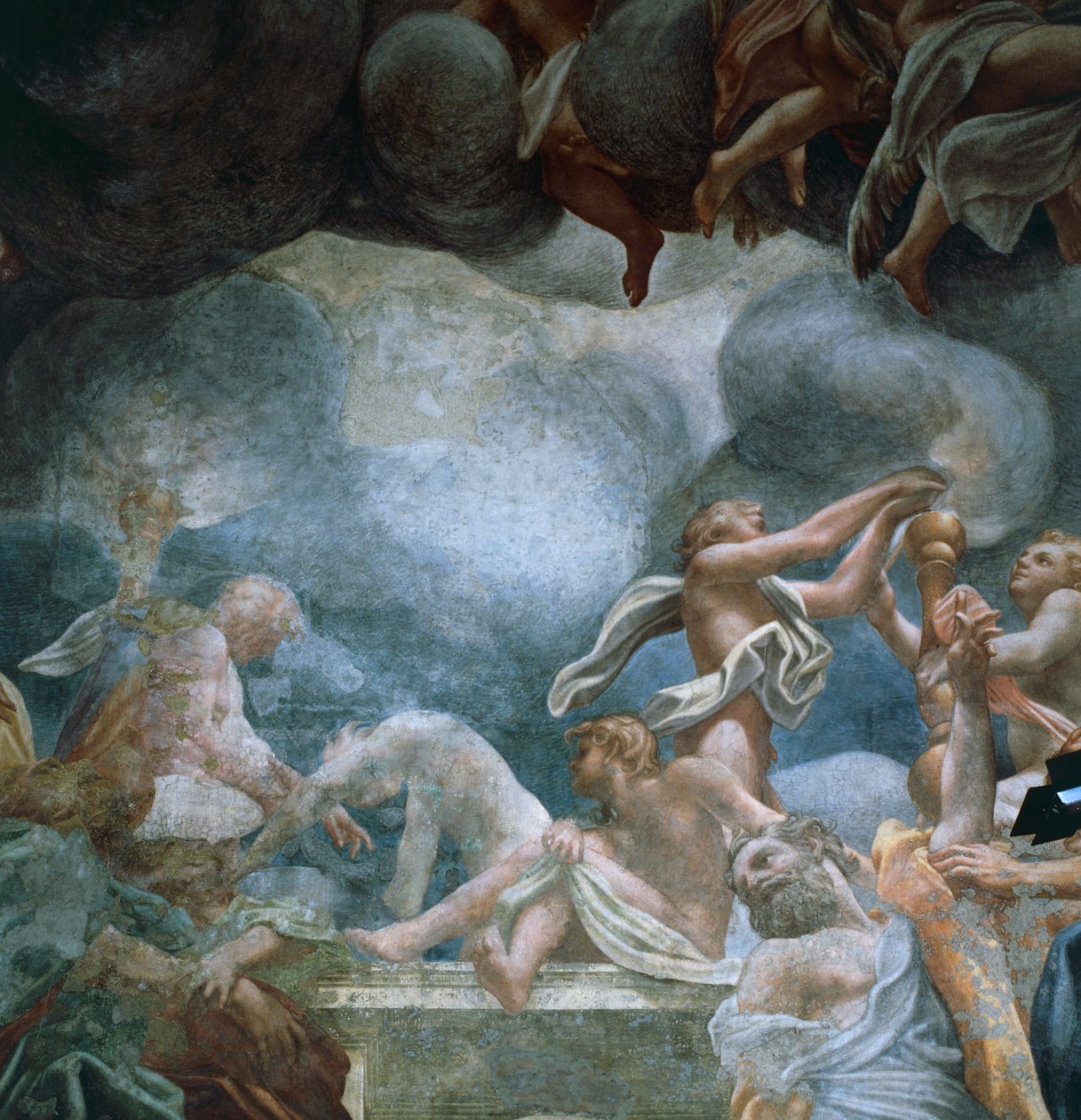Fiatalok az erkélyen, a pármai katedrális kupolájának freskóinak részlete, Antonio Allegri Da Correggio (1489-1534) alkotó: (c.1489 1534) Correggio