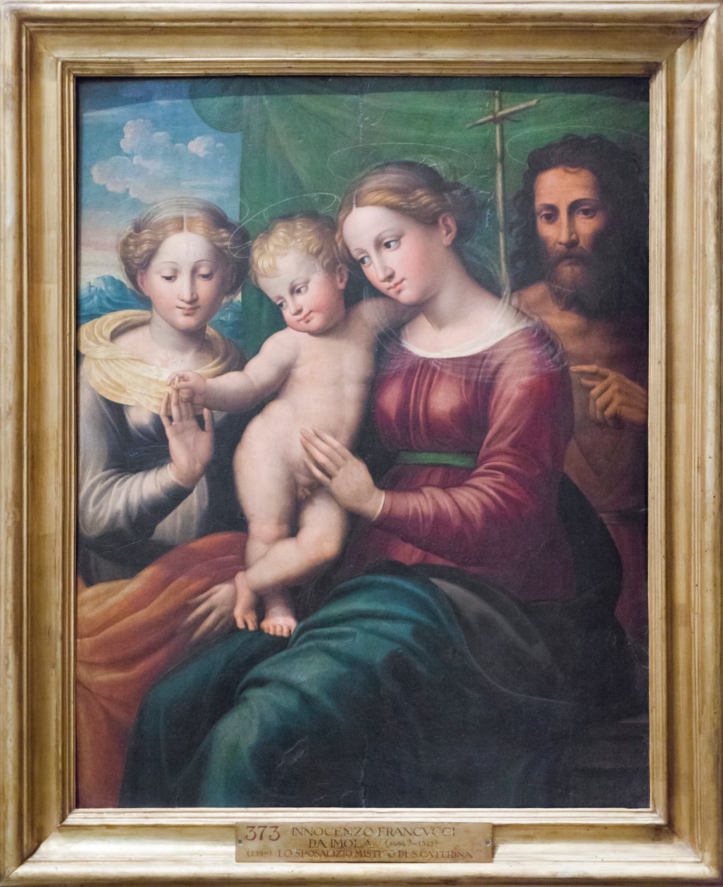 Szent Katalin misztikus házassága (olaj, panel) alkotó: Innocenzo da Imola