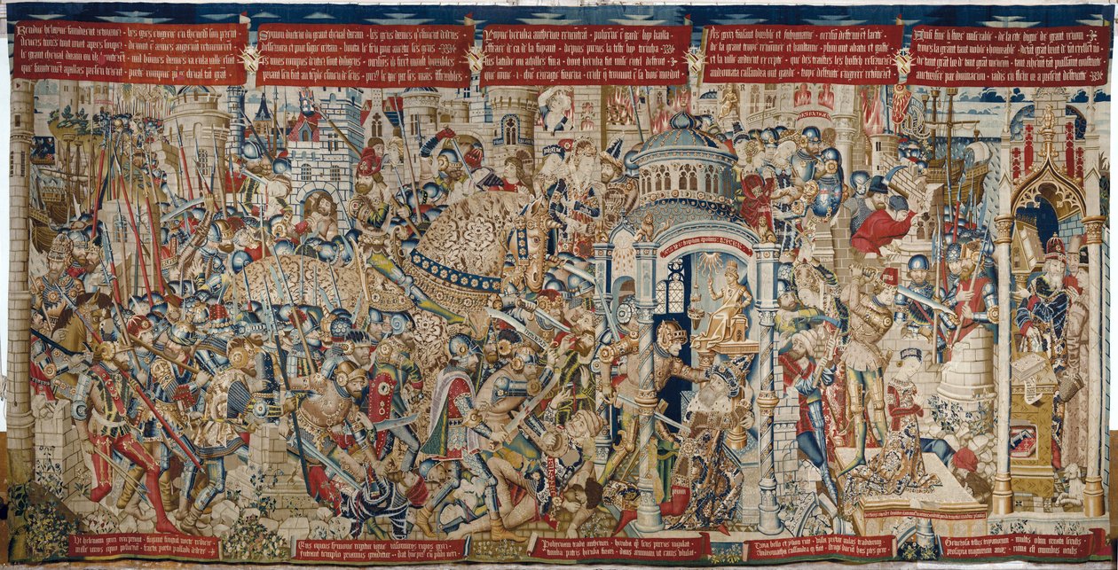 A trójai háború: Trója pusztulása, 1470 körül (szőttes) alkotó: (fl.1450 75) Master of Coetivy