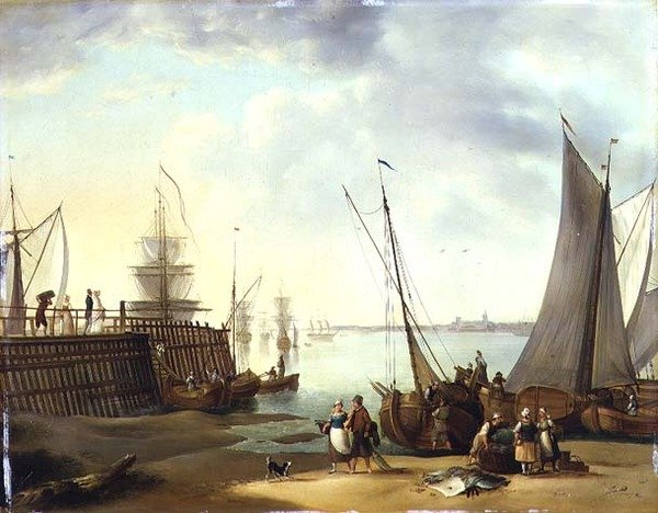 Holland hajózási jelenet alkotó: (fl.1860) W.W.