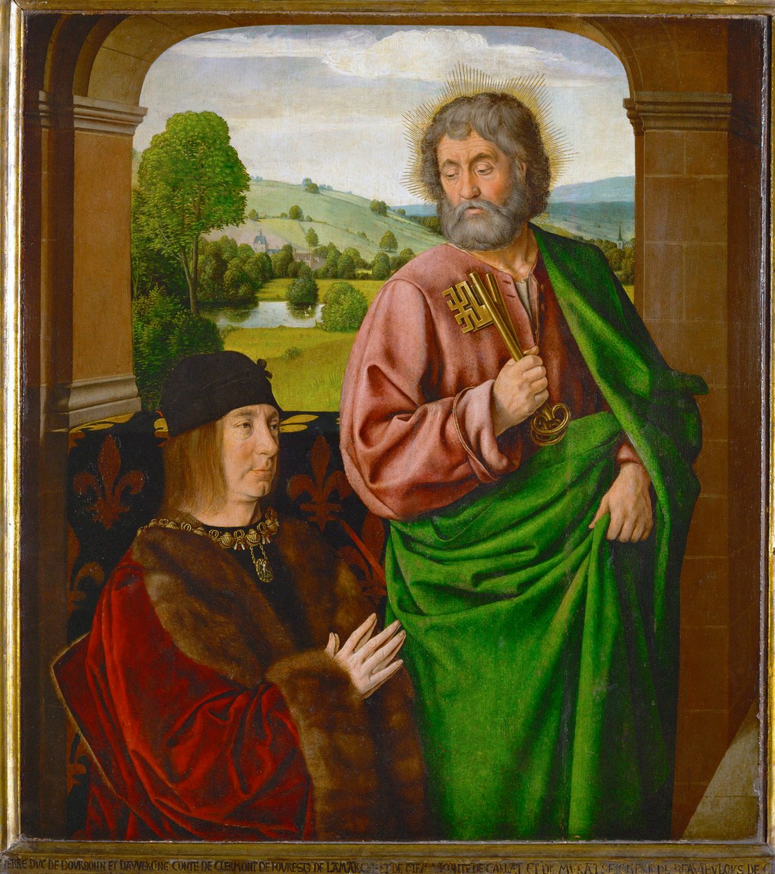 Pierre II, Beaujeu apja, Bourbon hercege, Szent Péter által bemutatott ... alkotó: (fl.c.1483 c.1529) Master of Moulins