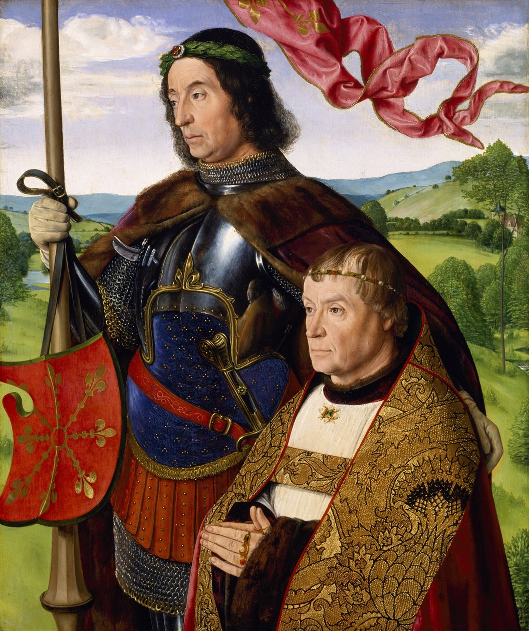 St Maurice (vagy Szent Viktor) adományozóval, 1500-05 körül (olaj, panel) alkotó: (fl.c.1483 c.1529) Master of Moulins