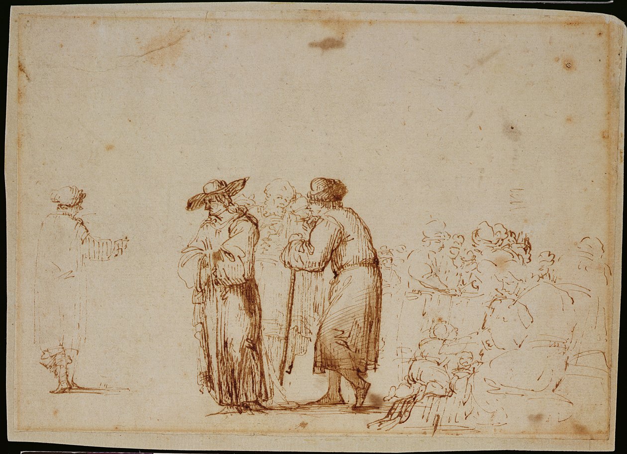 Holland figurák (toll, szepia, tus és tus, mosás, papír) alkotó: (follower of) Rembrandt Harmensz. van Rijn
