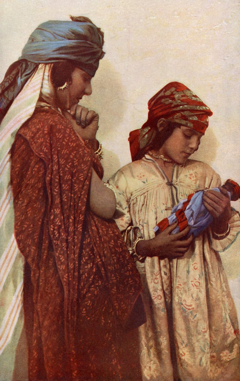 Afrika. Egy pár fiatal beduin tipikus ruhában. 1920 alkotó: Unknown