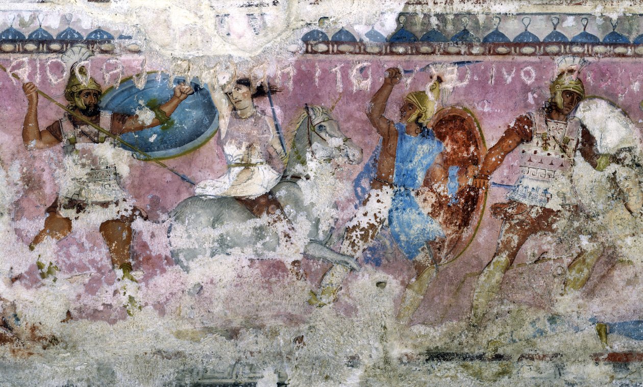 Harc görögök és amazonok között, részlet az amazonok szarkofágjának oldaláról, Tarquinia, Kr.e. IV. század (tempera alabástromon) (lásd még: 36059, 85168 és 85169) alkotó: Unknown