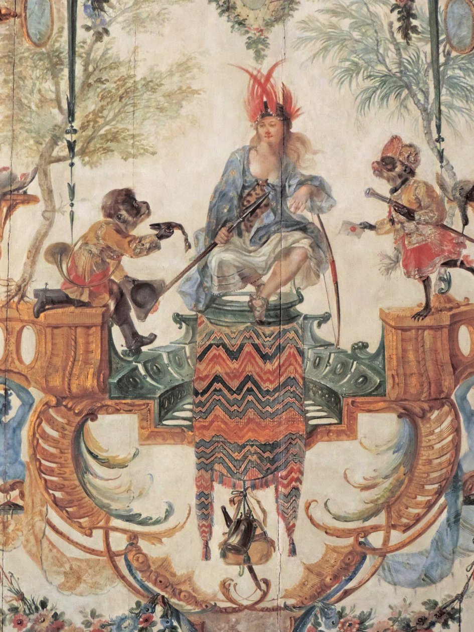 Chantilly, Chateau: Christophe Huet Grande Singerie dekorációjának részlete, 1737 alkotó: Unknown