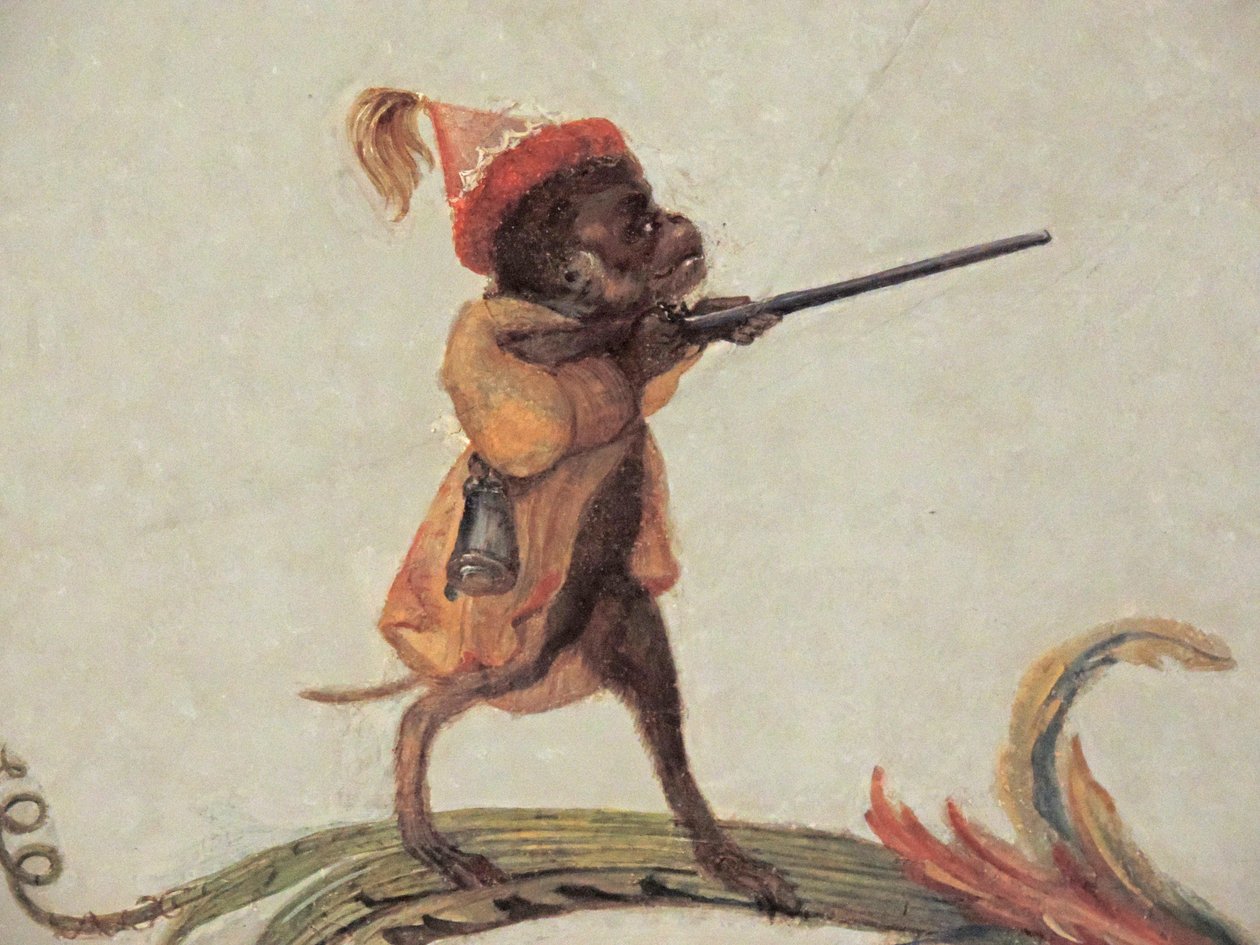 Chantilly, Chateau: Christophe Huet Grande Singerie dekorációjának részlete, 1737 alkotó: Unknown