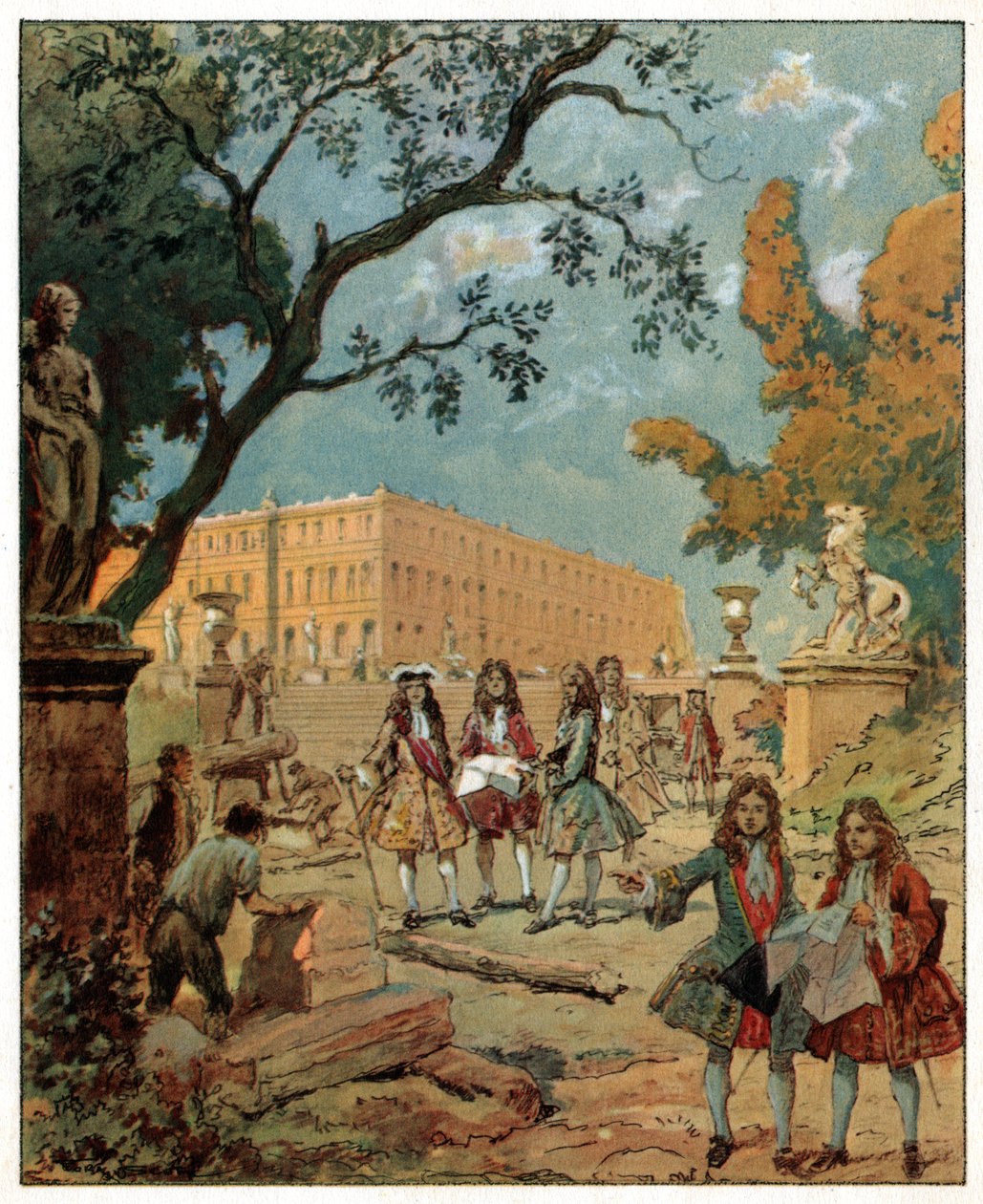 A Versailles-i palota építése. A Versailles-i kastély épülete. alkotó: Unknown
