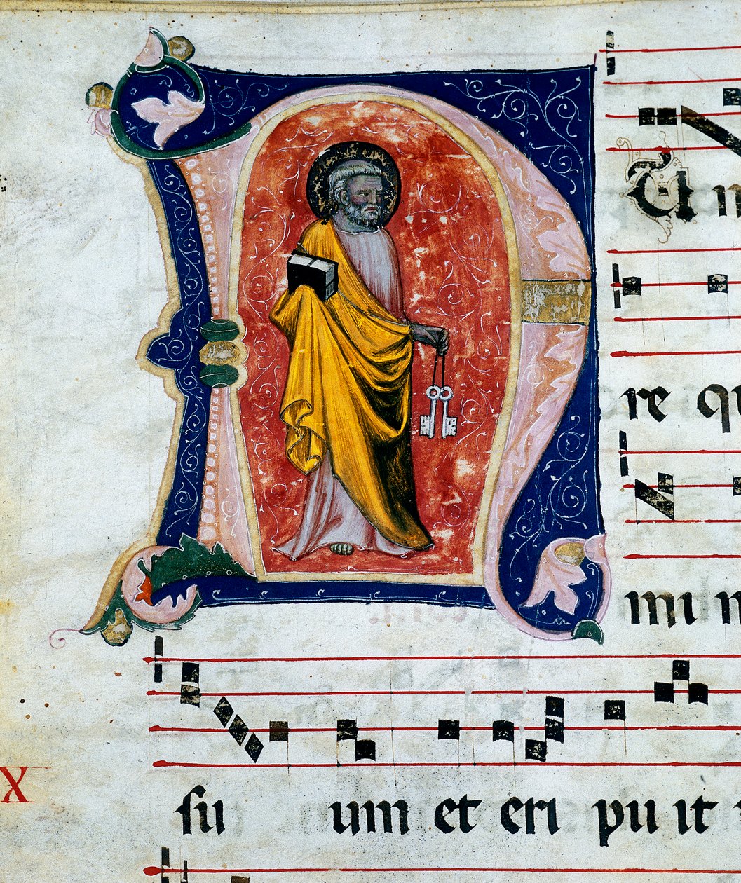 Részlet egy Szent Pétert ábrázoló miniatűr kóruspergamenben a XIV-XV. századból. A Palazzo Comunale of Stroncone archívuma, Terni tartományban alkotó: Unknown