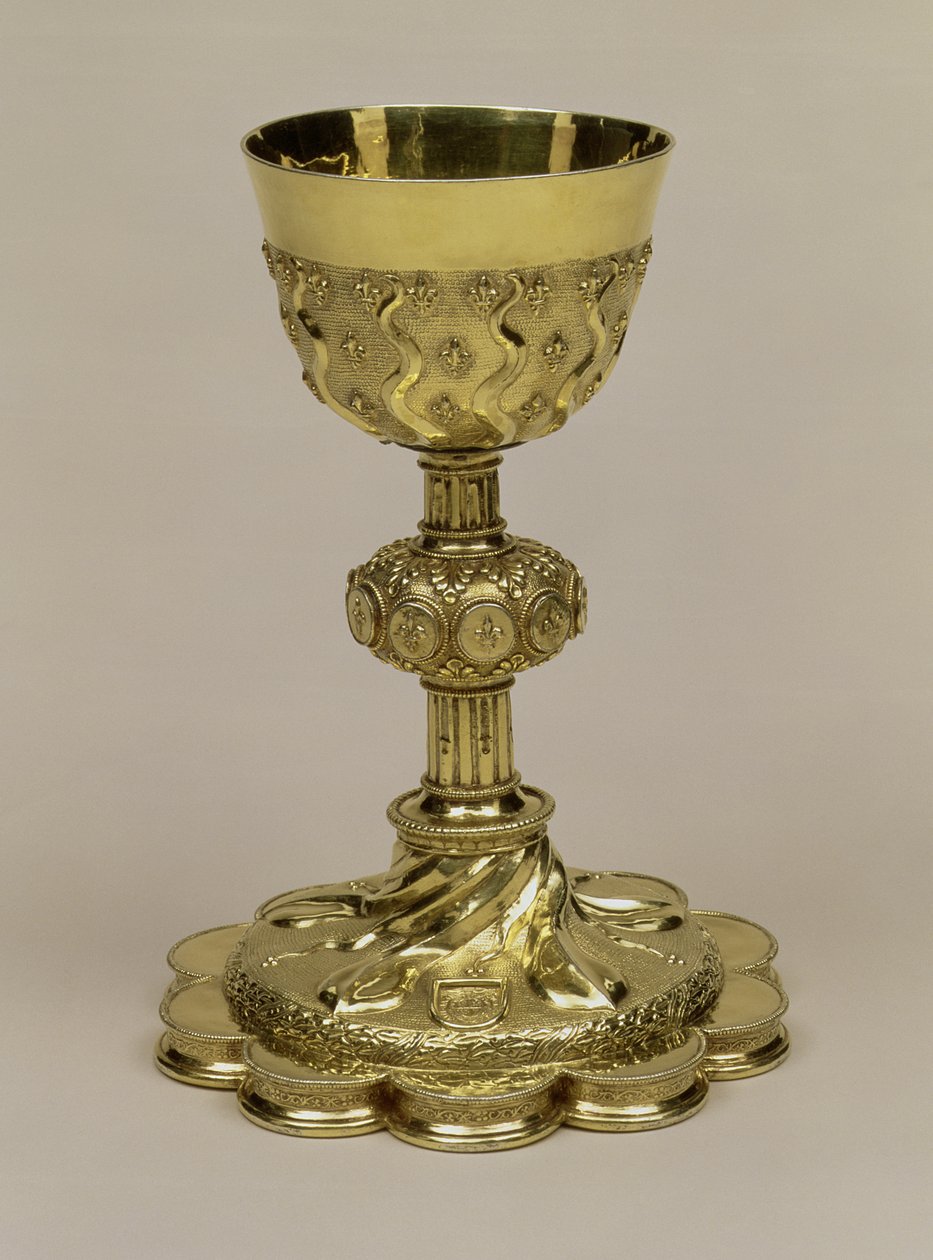 Fabius Mirto Frangipani (1514-87) názáreti érsek címerével ellátott, ezüst-aranyozott kehely dekafóliás lábon, Párizsban készült, 1532-33. alkotó: Unknown