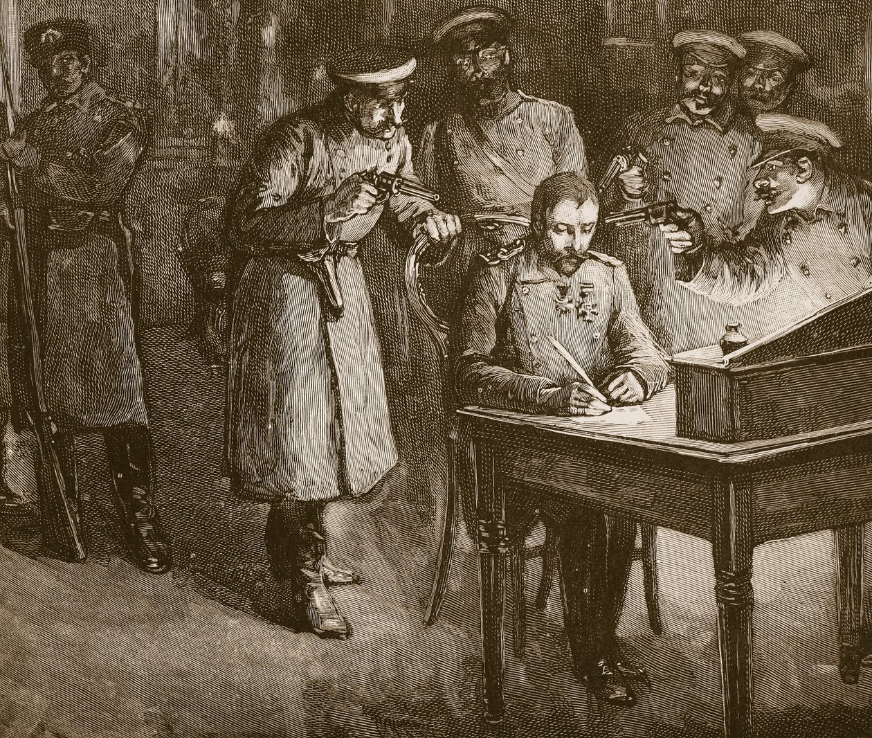 Sándor herceg aláírja trónról való lemondását, 1886 alkotó: Unknown