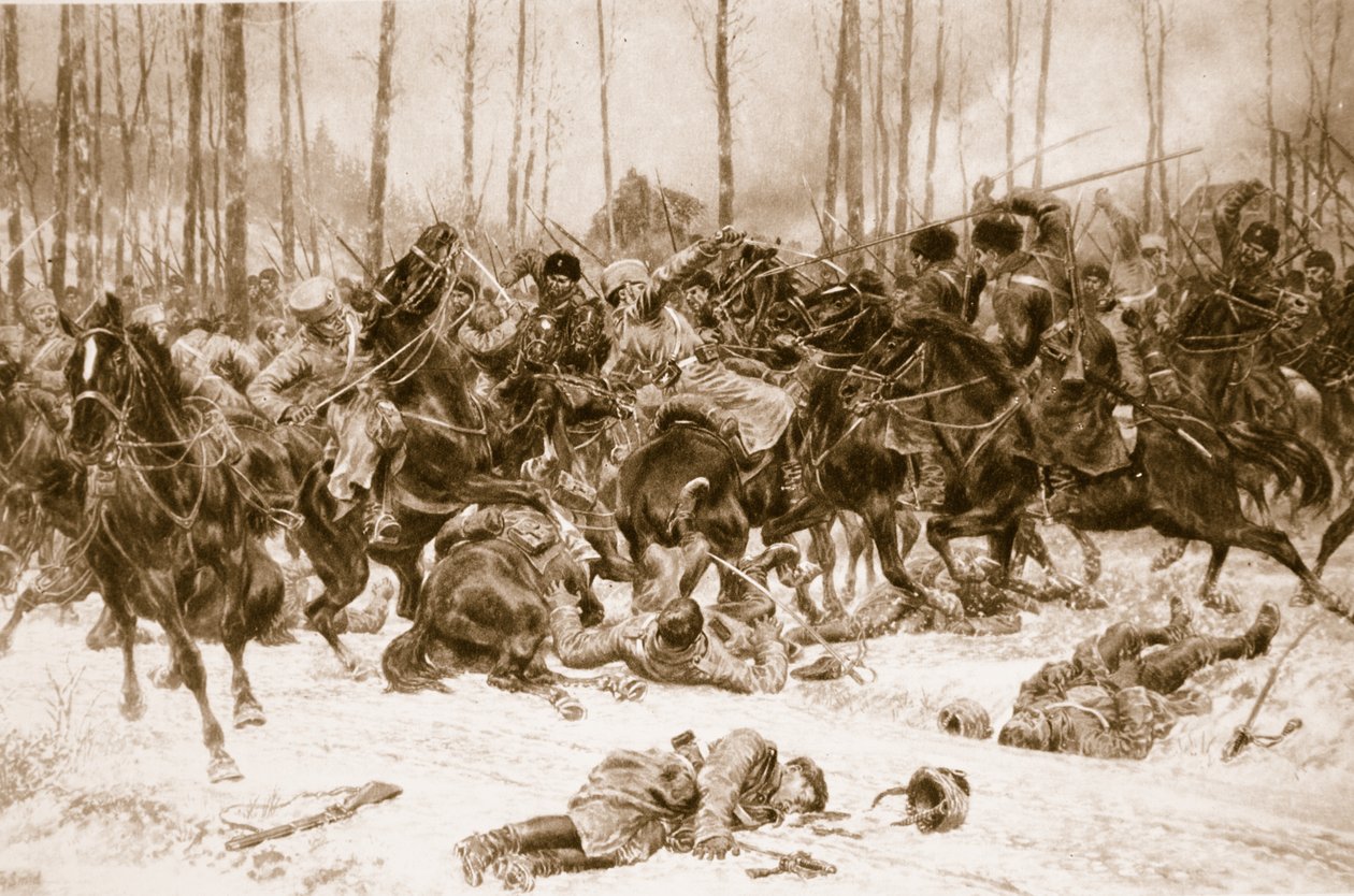 Porosz lovasság a doni kozákok ellen: Heves összecsapás a Dnyeszternél, 1914-1919 alkotó: Unknown