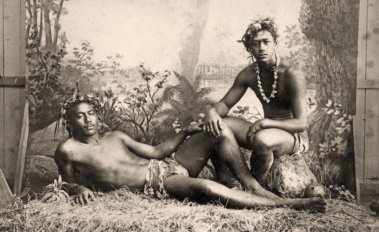 Két férfi táncos, Tahiti, 1887 alkotó: Unknown