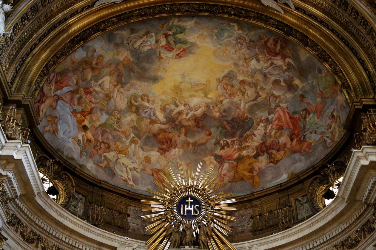 Kilátás az apszisra, Giacomo Barozzi da Vignola festette, 16. század, Chiesa del Gesu, Róma alkotó: Unknown