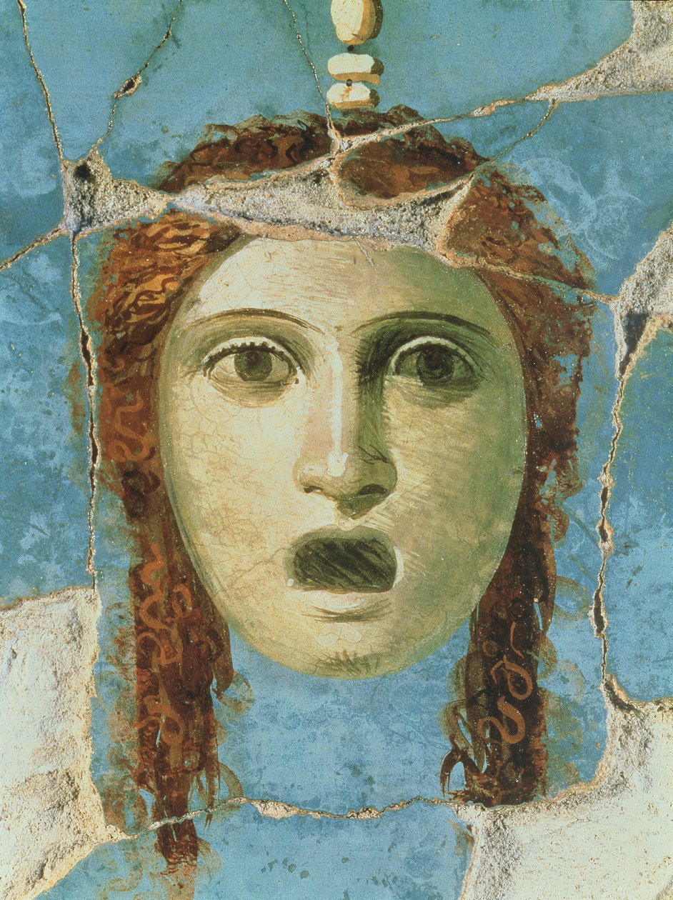 Női fej falfestménye, Pompei, Kr.u. 1. század alkotó: Unknown