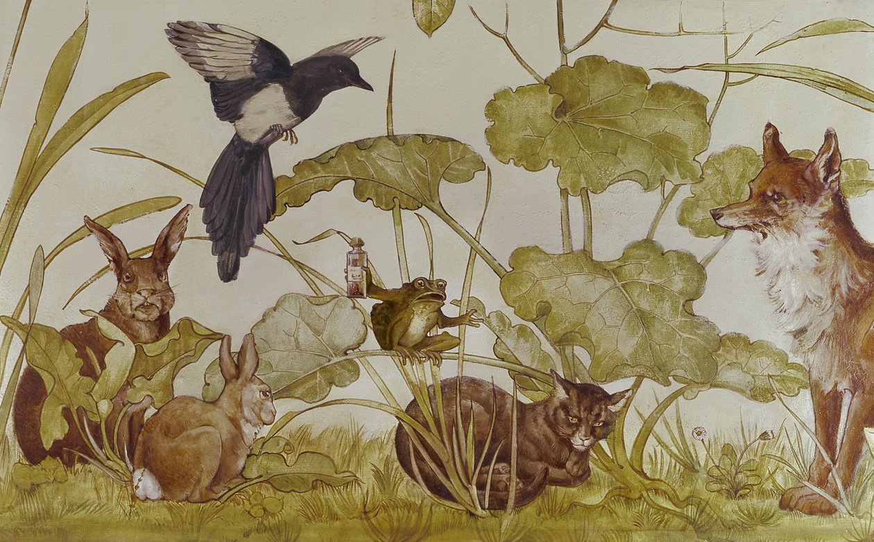 Tapéta a szalonban, amely Aesops Fables-t ábrázolja, Castell Coch, Dél-Wales alkotó: Unknown