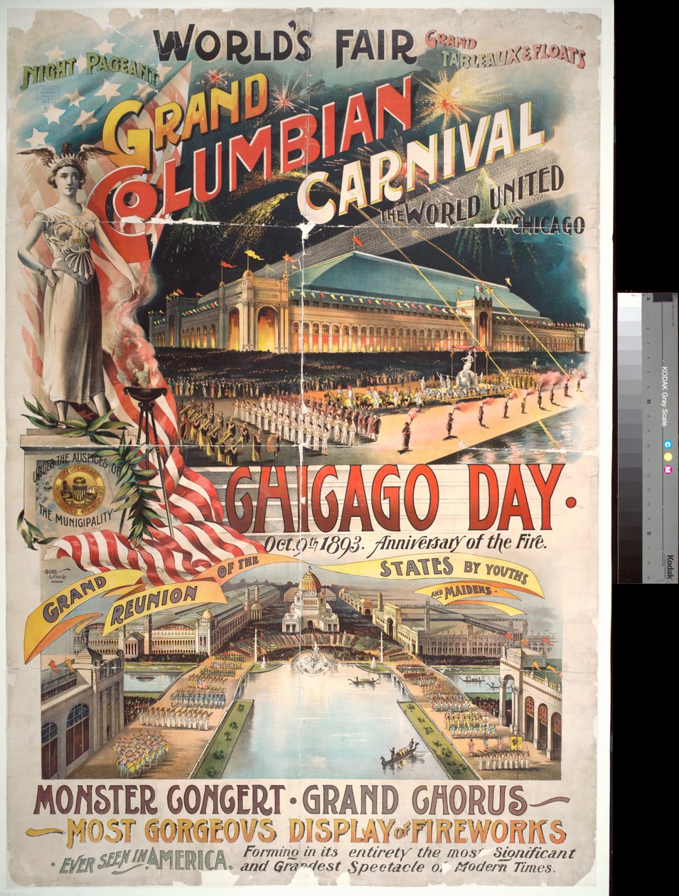A Chicago-napot széles körben reklámozzák a Worlds Columbian Exposition-on, az 1871-es, 1893-as chicagói tűzvész emlékére alkotó: American Photographer