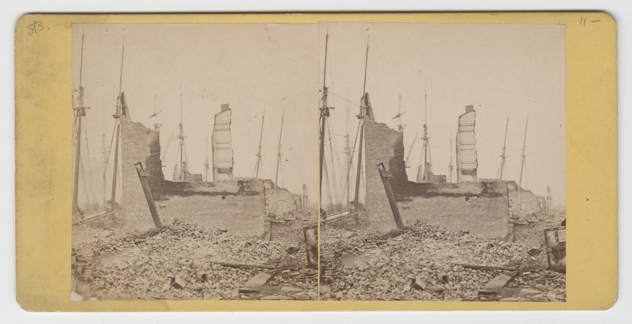 A Clark és Wells közötti South Water St. sztereográfiája az 1871-es chicagói tűzvész után alkotó: American Photographer