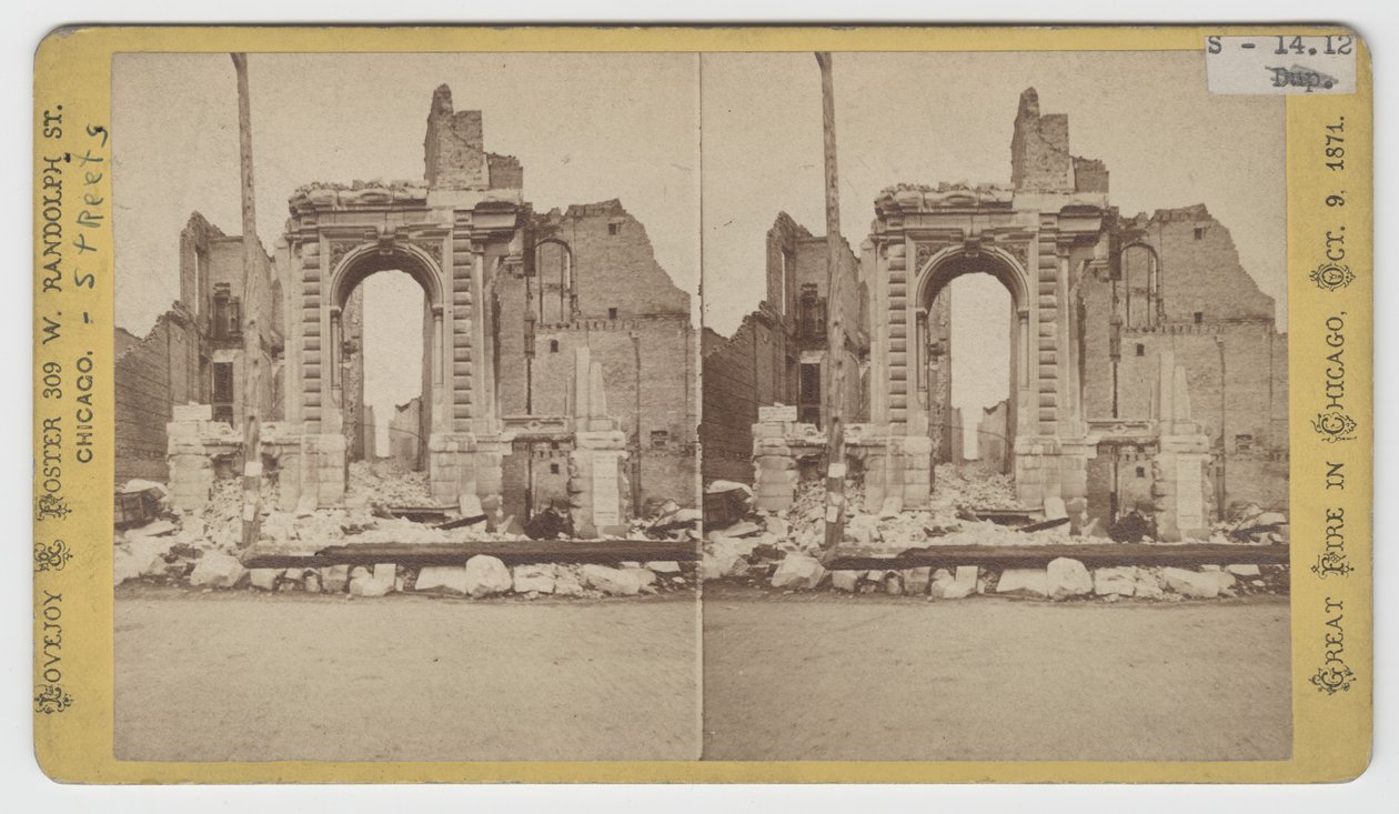 Sztereográfia a Washington Street romjairól az 1871-es chicagói tűzvész után alkotó: American Photographer