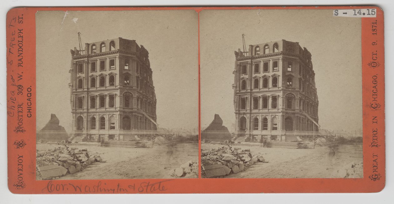 Az 1871-es chicagói tűzvész utáni első nemzeti bank sztereográfiája alkotó: American Photographer