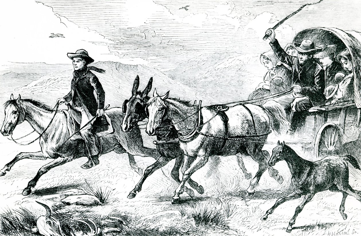 Egy mormon család a konferenciára megy, 1875 körül alkotó: American School