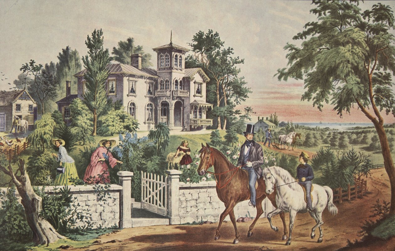 Amerikai vidéki élet - május reggel, pub. 1855, Currier & Ives alkotó: American School