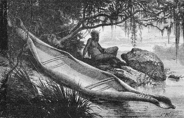 Vad indiánok kéregkenuja, az Amazonas és a Madeira folyókból, Franz Keller, 1874 alkotó: American School
