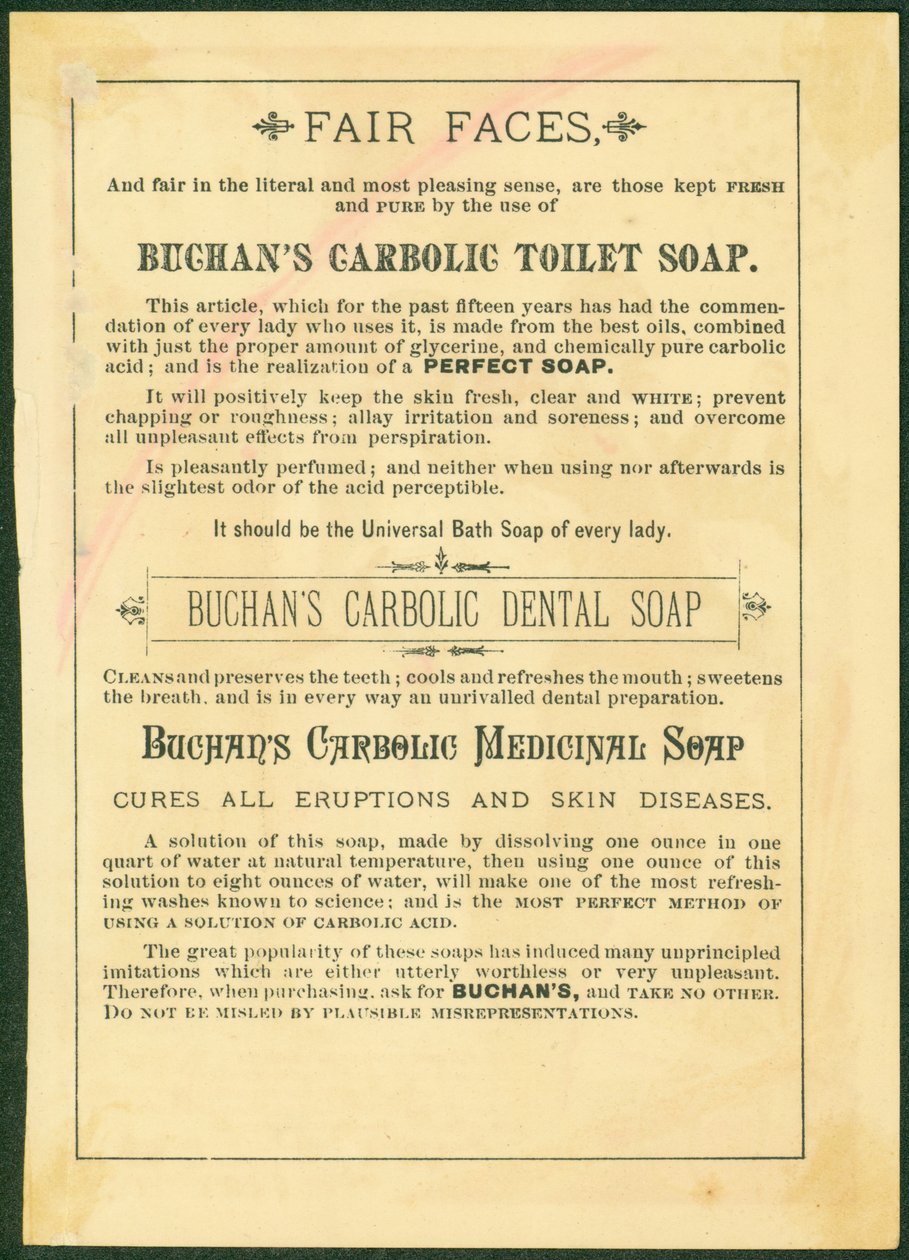 Buchans Carbolic WC-szappan [kereskedelmi kártya verso] alkotó: American School