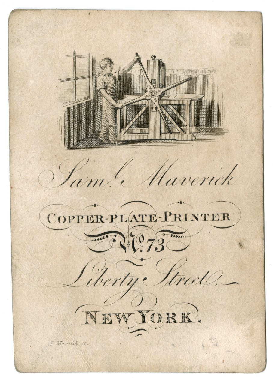 Samuel Maverick névjegykártyája, 1812-45 körül alkotó: American School