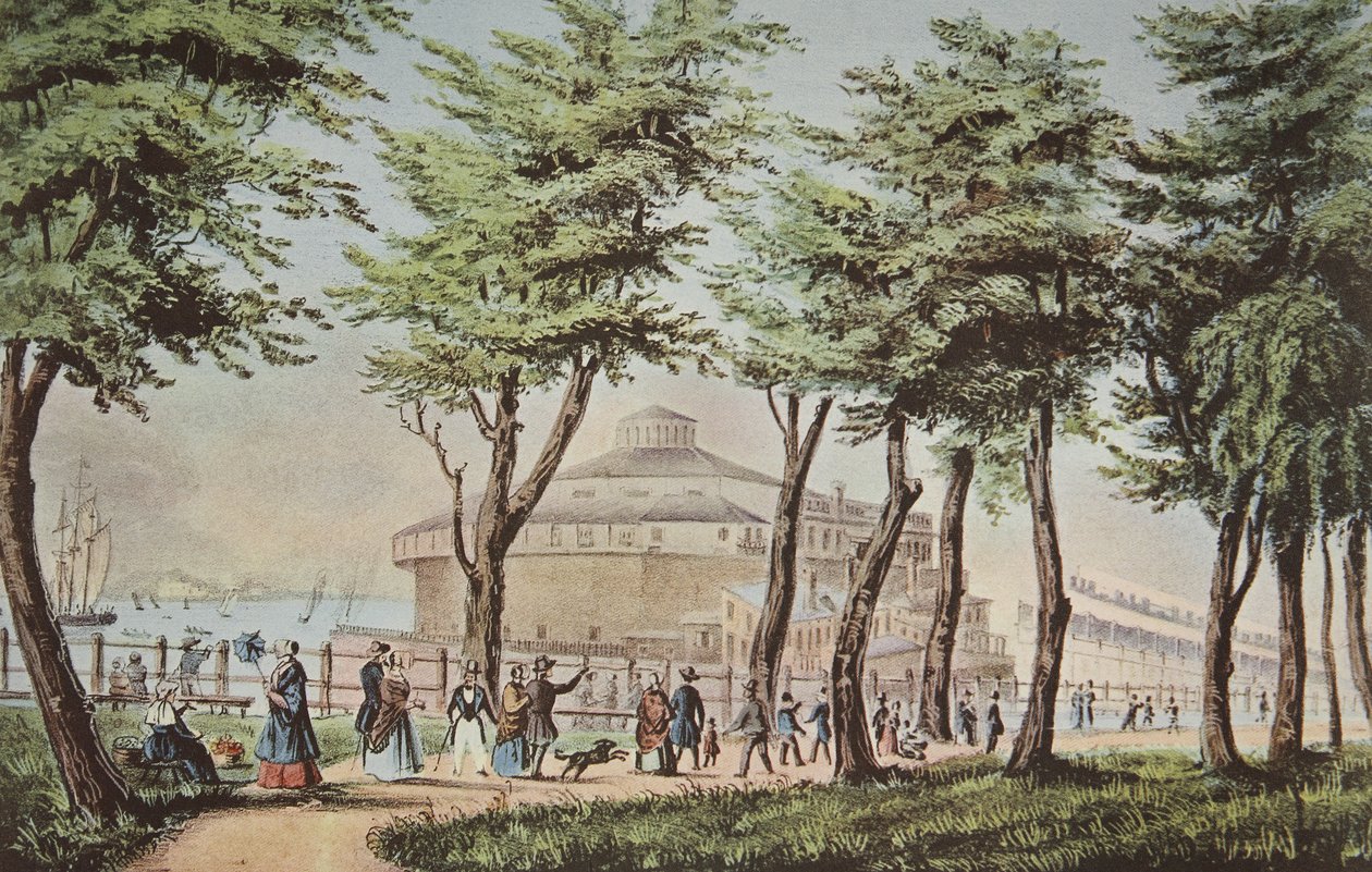 Castle Garden, New York, From The Battery, pub. 1848, Currier & Ives alkotó: American School