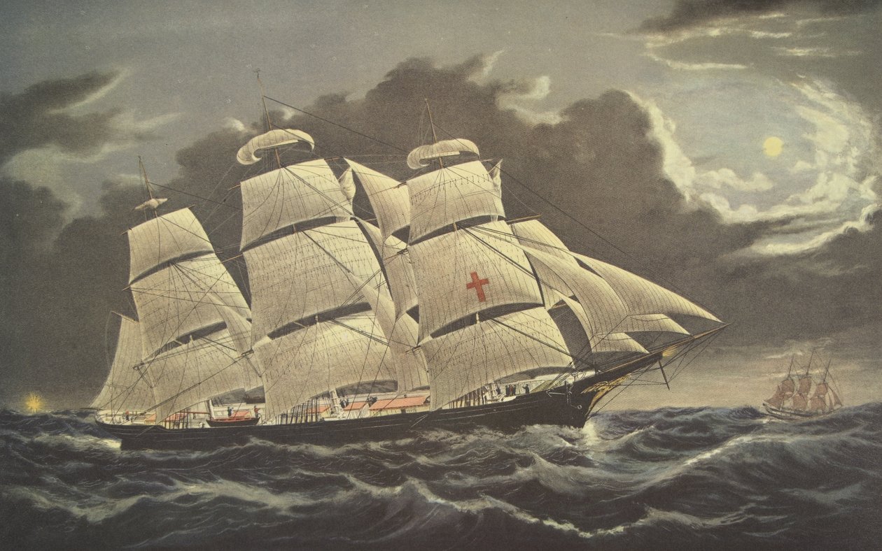 Clipper Ship Dreadnought-off Tuskar Light, pub. 1856, Currier & Ives alkotó: American School